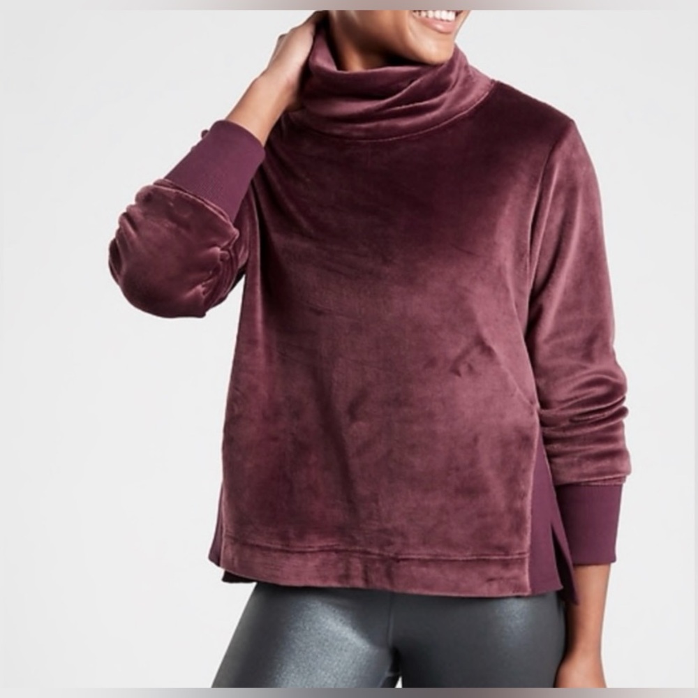 Athleta double Kozy Karma Funnel Neck Pullover - Deep Plum/maroon VGUC.
